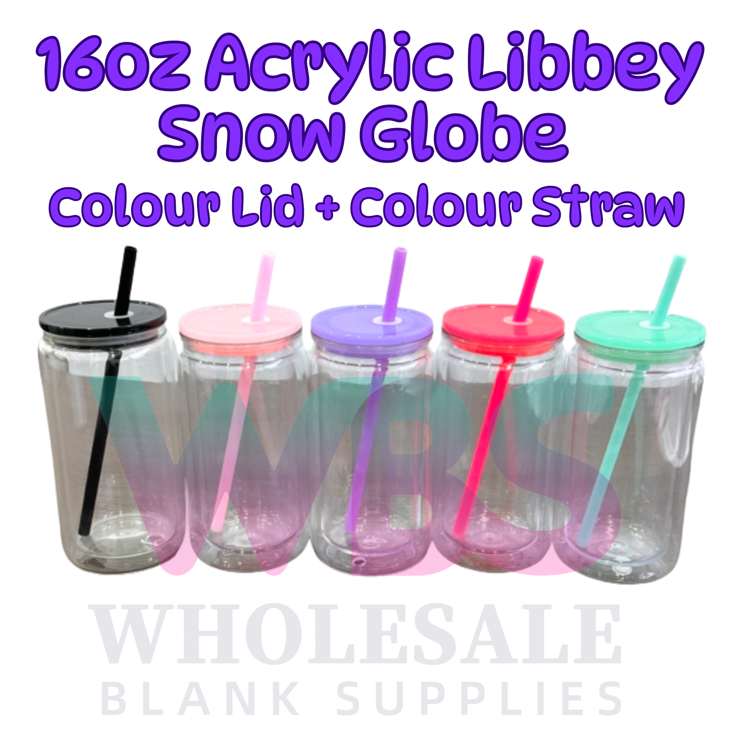 🌈 ACRYLIC 16oz Libbey Snow Globe Cup 💦
