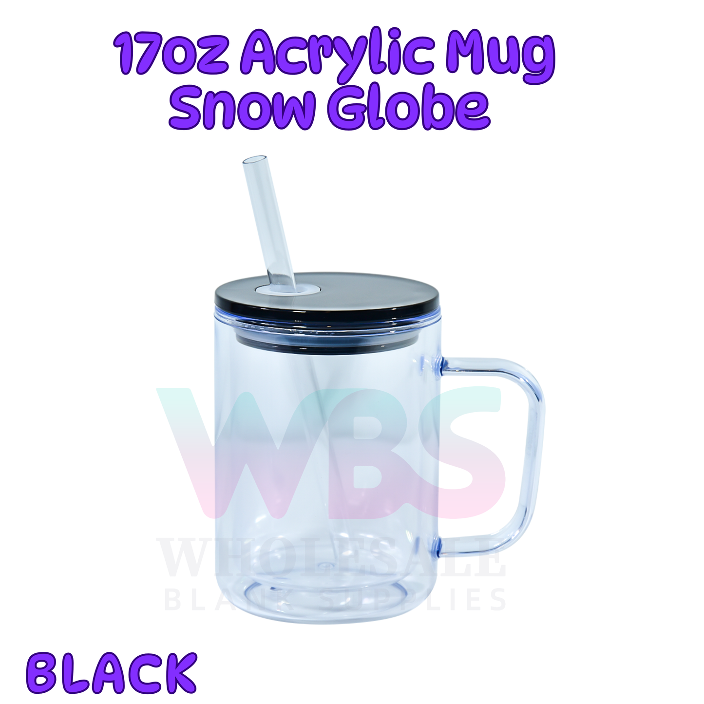 🌈 ACRYLIC 17oz Snow Globe Mug 💦 Colour Lid EOFY