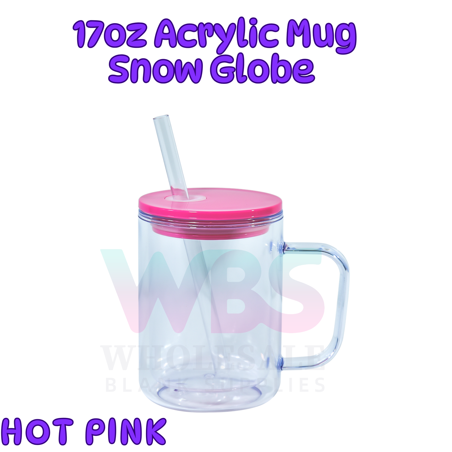 🌈 ACRYLIC 17oz Snow Globe Mug 💦 Colour Lid EOFY
