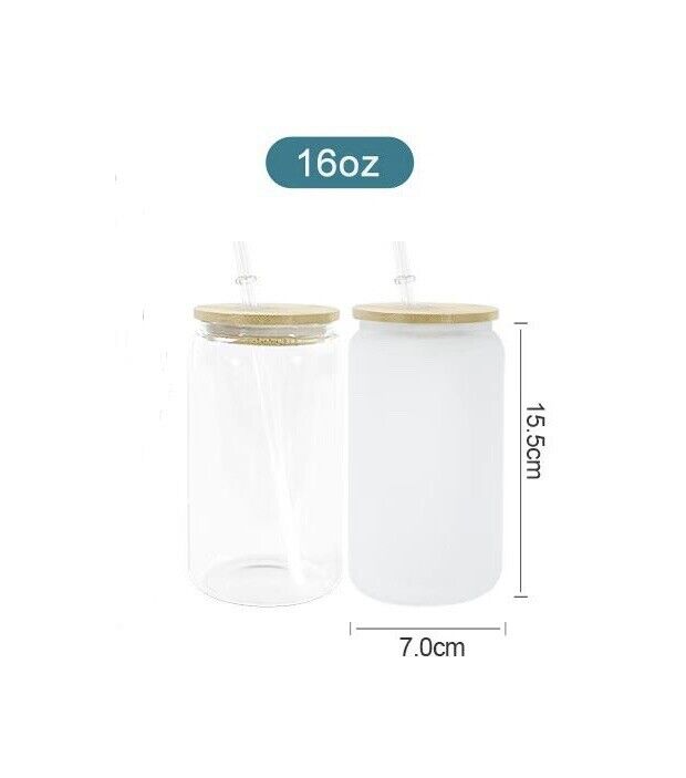 🥂 16oz CLEAR LIBBEY GLASS CAN – With Lid & Straw + FREE Glass Straw ✨