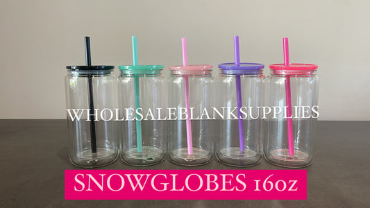 ❄️ 16oz GLASS LIBBEY SNOWGLOBE CUP ✨
