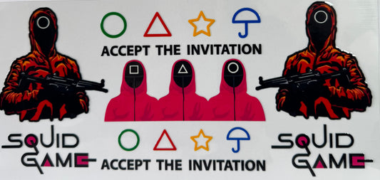 16oz UV DTF Libbey Wrap Squid Games accept the invitation #a5