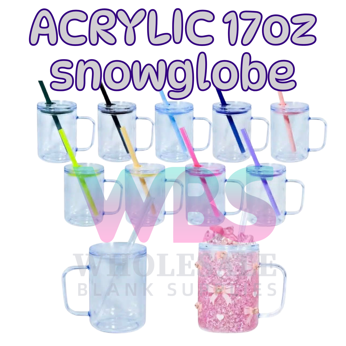 🌈 ACRYLIC 17oz Snow Globe Mug 💦 Seal Coloured EOFY