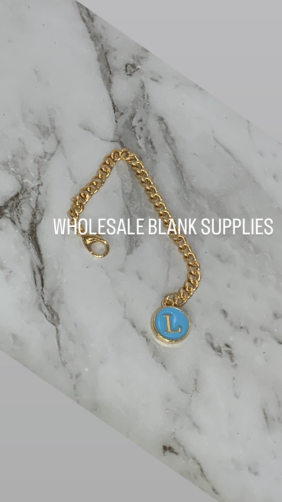 Alphabet Letter Charm Gold + Blue