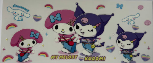16oz UV DTF Libbey Wrap Kuromi My Melody #W186