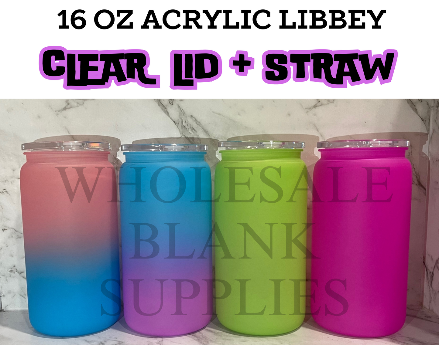 16 OZ PLASTIC OMBRE COLOUR CUP  wholesale blank supplies