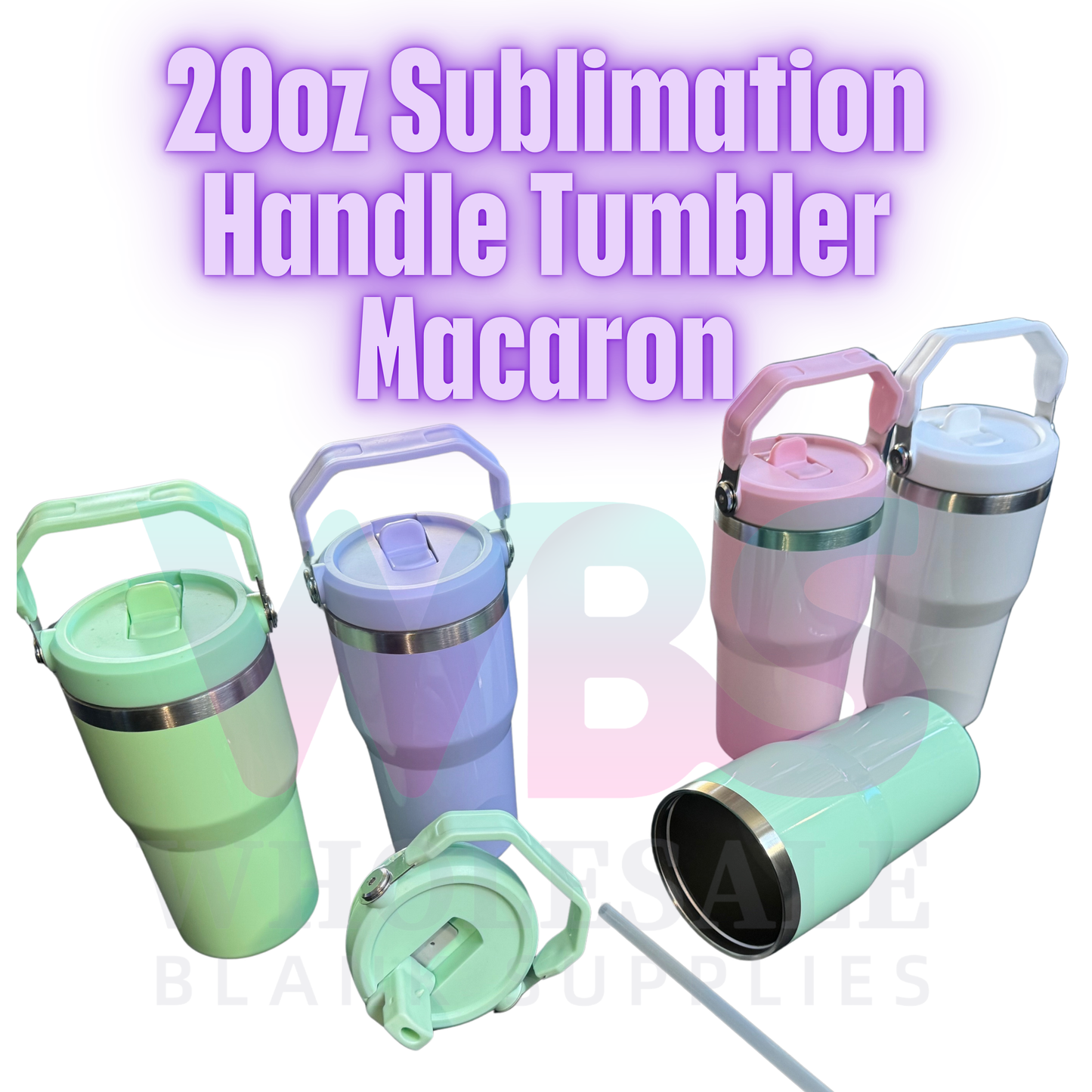 20oz Sublimation Handle Tumbler Macaron