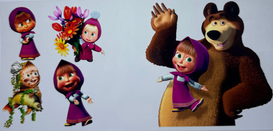 16oz UV DTF Libbey Wrap Masha the bear #535