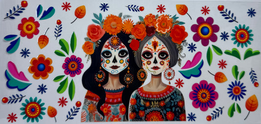 16oz UV DTF Libbey Wrap Day of the dead girls #a169