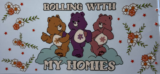 16oz UV DTF Libbey Wrap Care Bear rolling with my homies #546