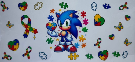 16oz UV DTF Libbey Wrap sonic autism awareness #a198