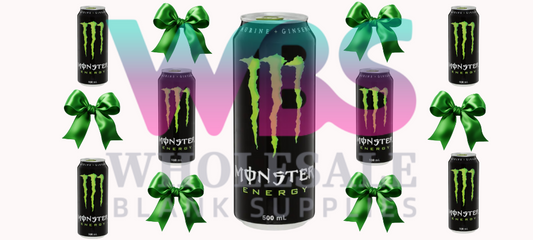 16oz UV DTF Libbey Wrap – Monster Energy Drink green bow Green black can #190