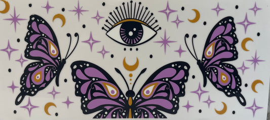 16oz UV DTF Libbey Wrap butterfly evil eye #725