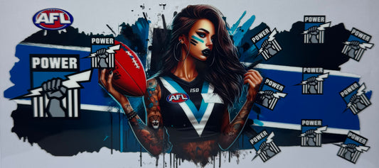 16oz UV DTF Libbey Wrap AFL Port Adelaide Power #594