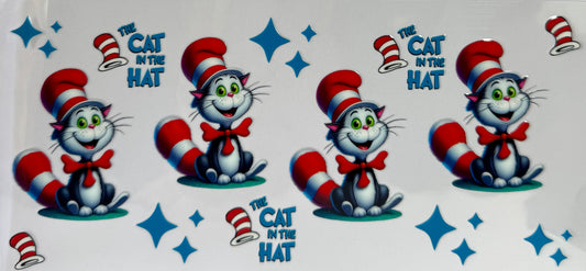 16oz UV DTF Libbey Wrap the cat in the hat #a52