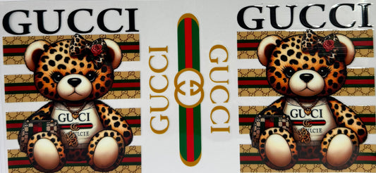 16oz UV DTF Libbey Wrap Gucci Leopard bear #280
