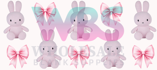 16oz UV DTF Libbey Wrap Bows Miffy Bright Pink #A390