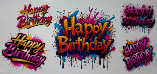 16oz UV DTF Libbey Wrap Happy birthday #677