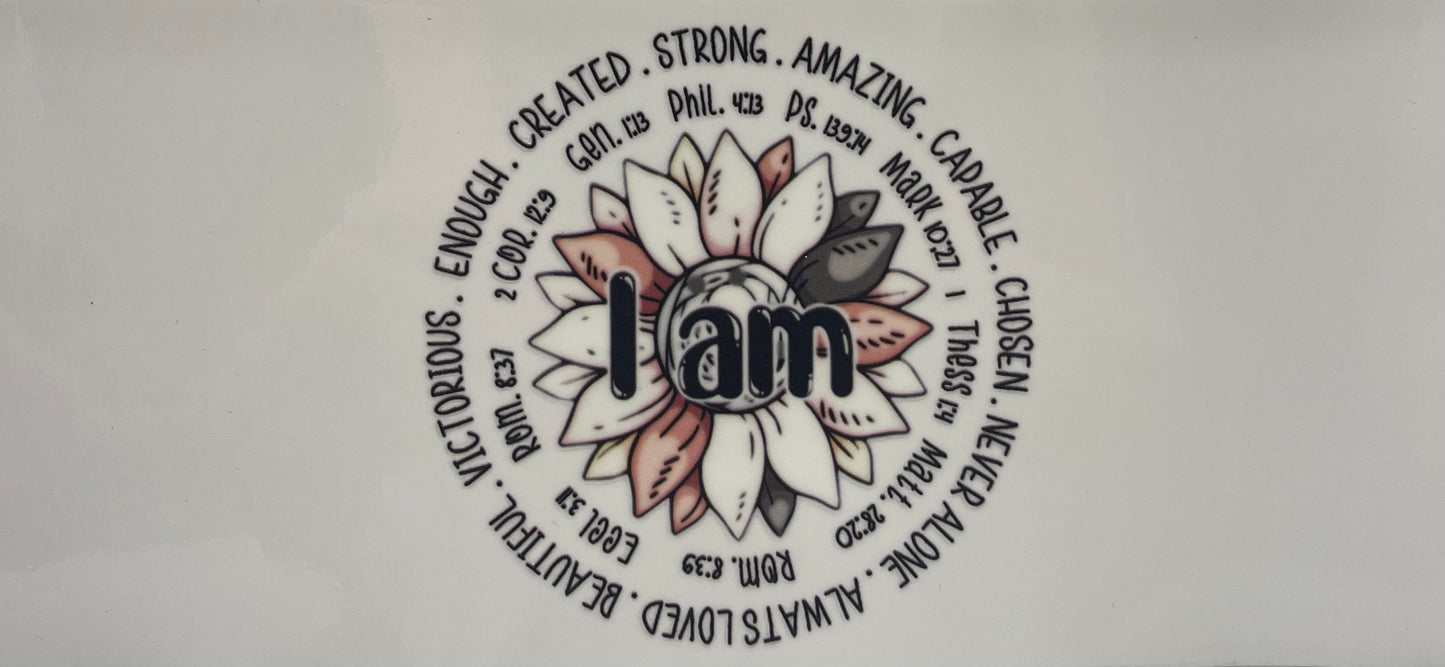16oz UV DTF Libbey Wrap Christian I am flower #A179