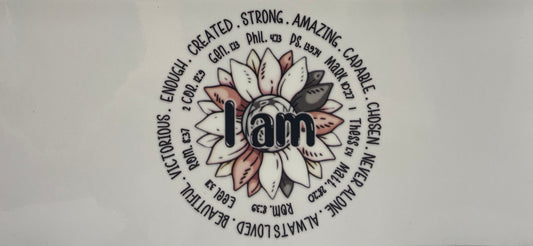 16oz UV DTF Libbey Wrap Christian I am flower #A179