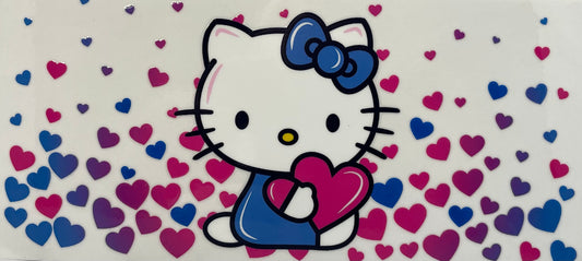 16oz UV DTF Libbey Wrap Hello Kitty pink blue hearts #A127