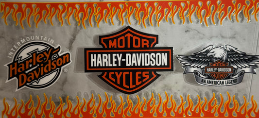 16oz UV DTF Libbey Wrap Harley Davidson cycles motorbike #111 flame