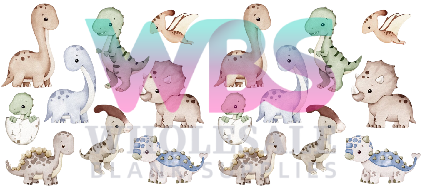 16oz UV DTF Libbey Wrap cute baby dinosaurs #a272