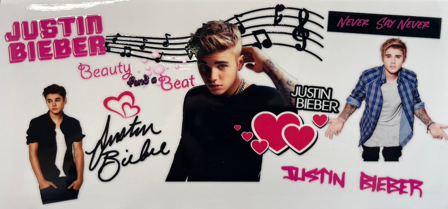 16oz UV DTF Libbey Wrap Justin Bieber pink heart #406