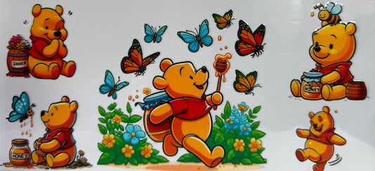 16oz UV DTF Libbey Wrap Winnie the Pooh butterfly adventure #992
