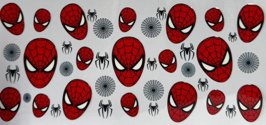 16oz UV DTF Libbey Wrap Spider man heads, spiders and webs #a74