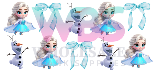 16oz UV DTF Libbey Wrap frozen elsa bows #a226