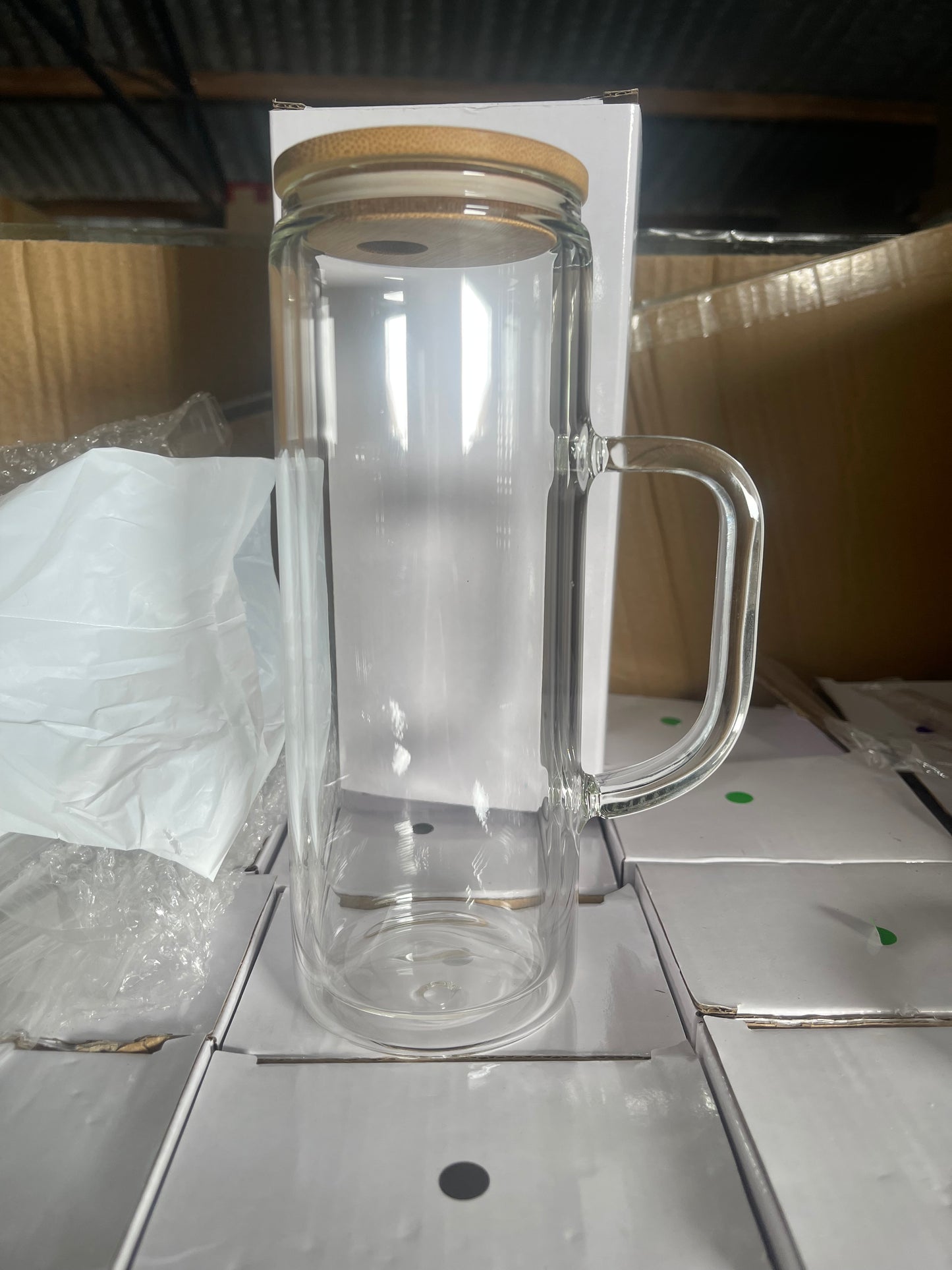 24oz  ☃️ SNOWGLOBE GLASS MUG with HANDLE – 24oz ✨