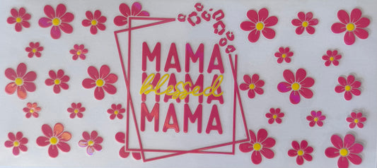 16oz UV DTF Libbey Wrap holographic blessed mama, Mother’s Day #21