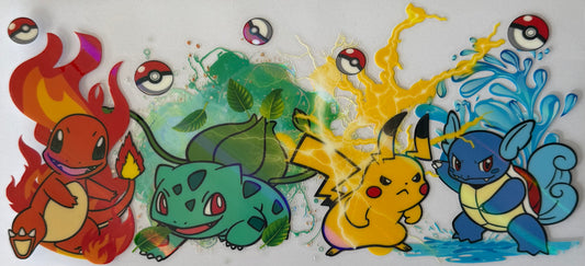16oz UV DTF Libbey Wrap holographic Pokemon and Friends #511