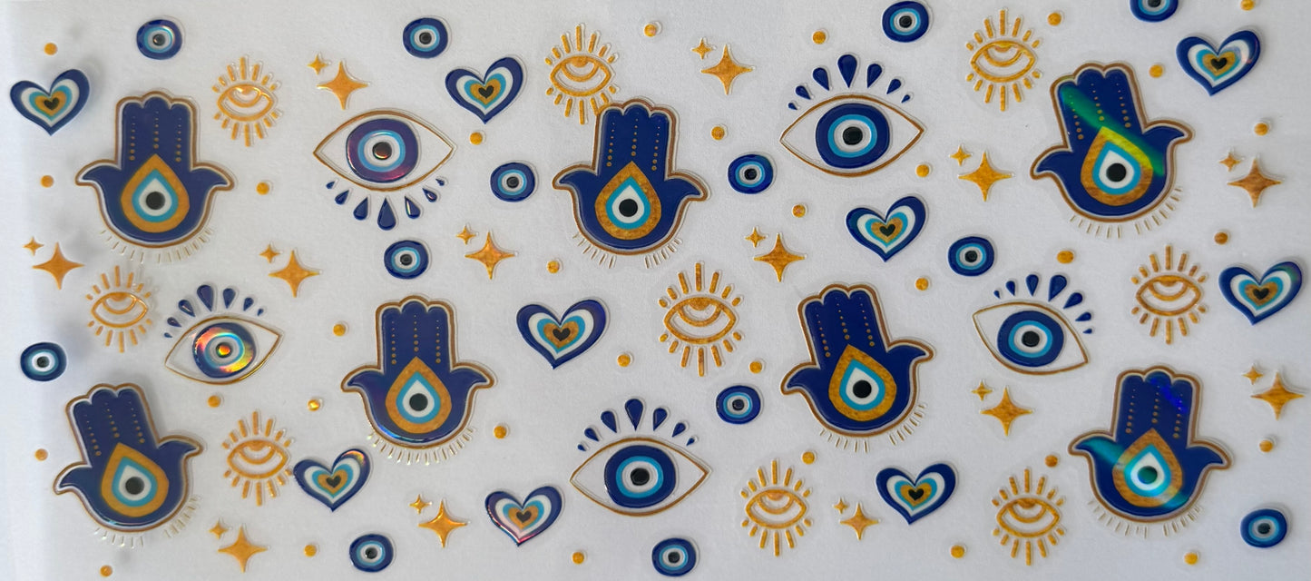 16oz UV DTF Libbey Wrap holographic Evil Eye #519