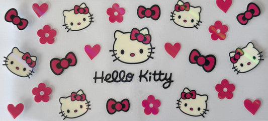 16oz UV DTF Libbey Wrap holographic Hello kitty flowers hearts #513