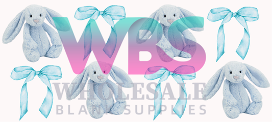 16oz UV DTF Libbey Wrap – Kids Jelly Cat Blue Bows #635