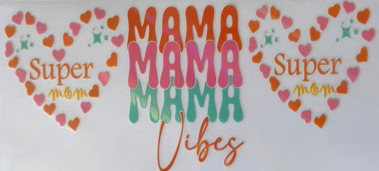 16oz UV DTF Libbey Wrap holographic super mom, mama vibes Mother’s Day #175