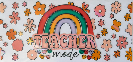 16oz UV DTF Libbey Wrap holographic teacher mode rainbow #159
