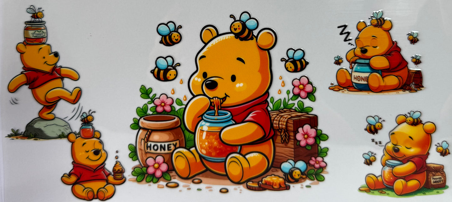 16oz UV DTF Libbey Wrap Winnie the Pooh honey bees #991
