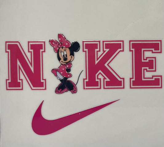 UV DTF Decal - Nike Minnie Mouse Dark Pink #D73