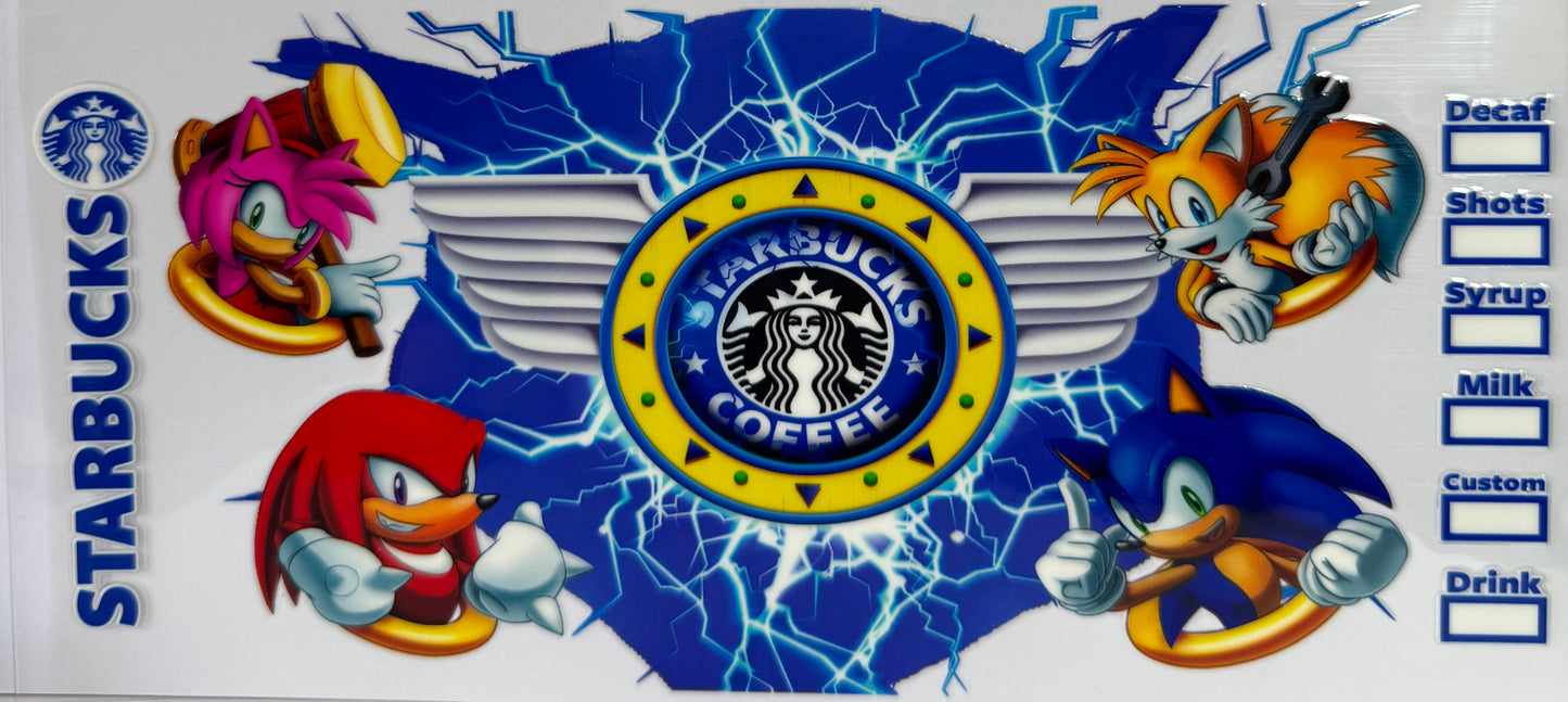 16oz UV DTF Libbey Wrap Starbucks Sonic & Friends #a41