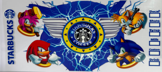 16oz UV DTF Libbey Wrap Starbucks Sonic & Friends #a41