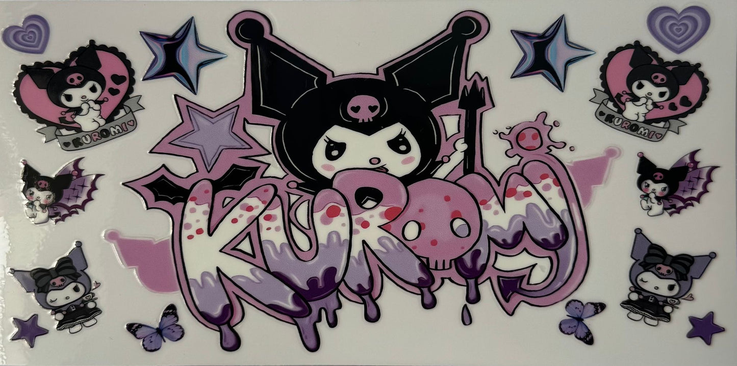 16oz UV DTF Libbey Wrap Kuromi Graffiti #W182