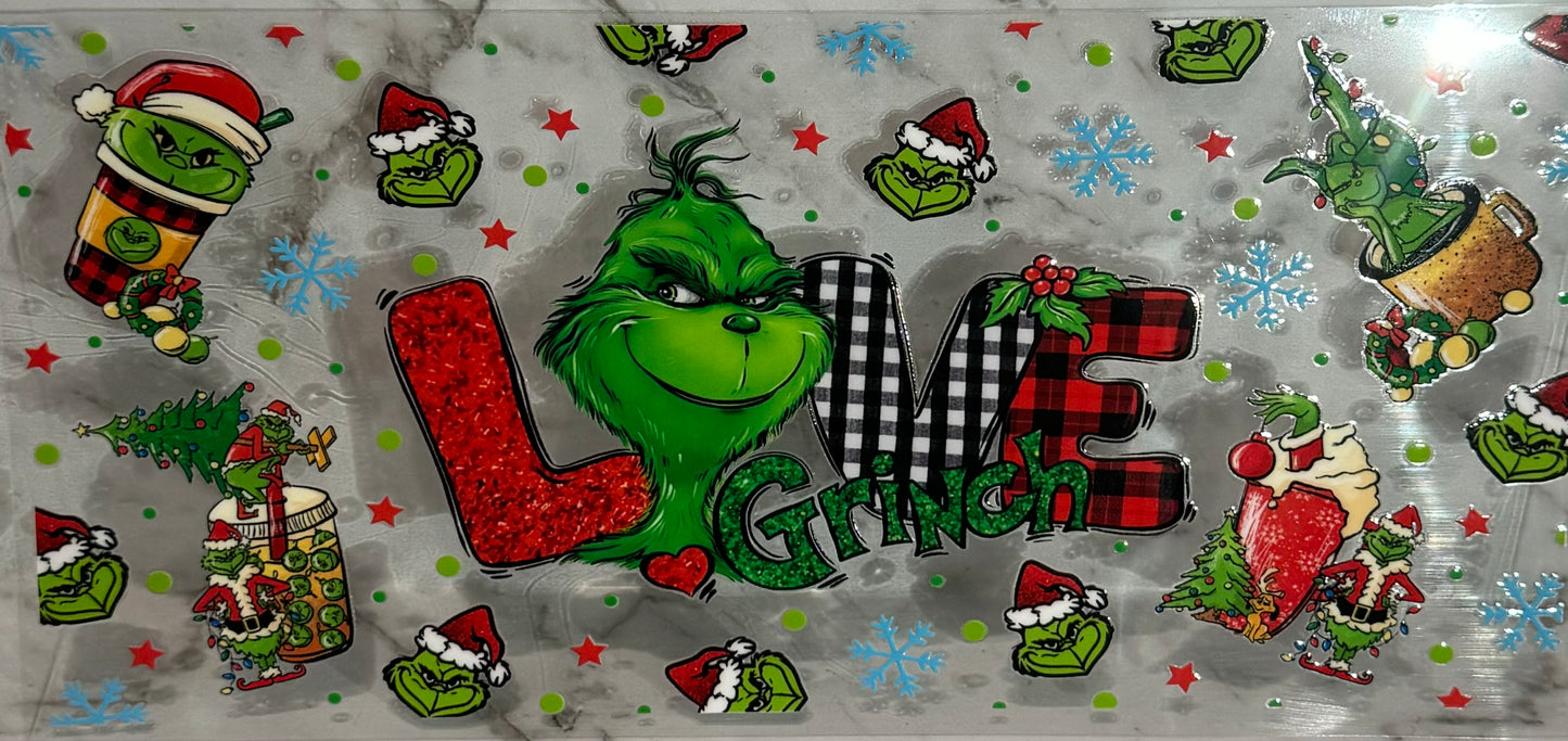 16oz UV DTF Libbey Wrap Merry Christmas grinch love #29