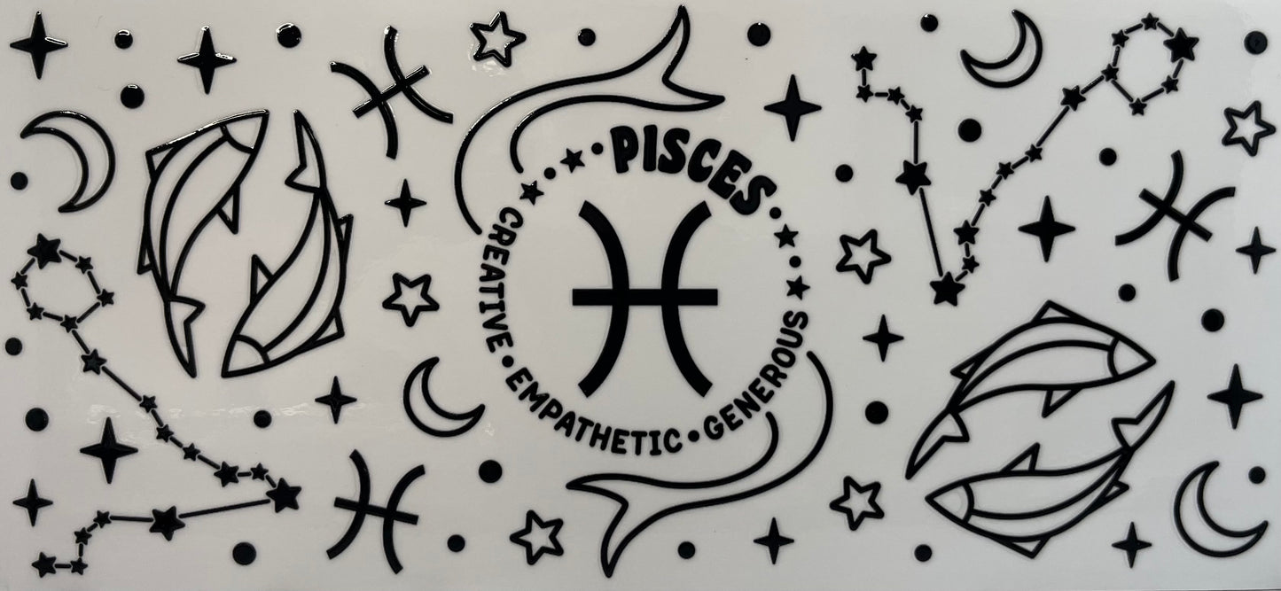 16oz UV DTF Libbey Wrap Star Sign Pisces #419