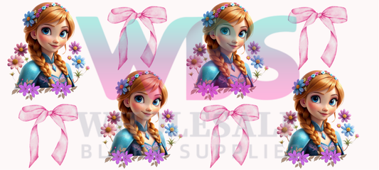 16oz UV DTF Libbey Wrap frozen ANNA Elsa bows #A375