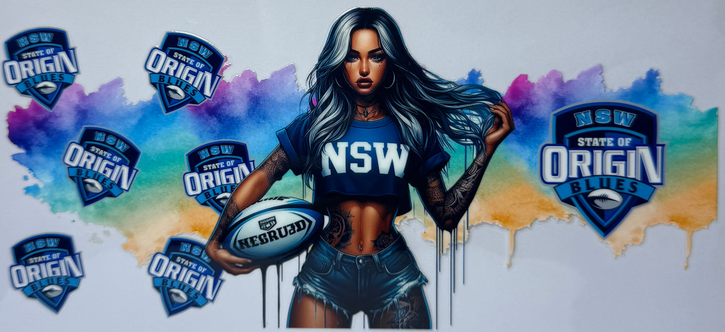 16oz UV DTF Libbey Wrap NRL nsw state of origin blues #726