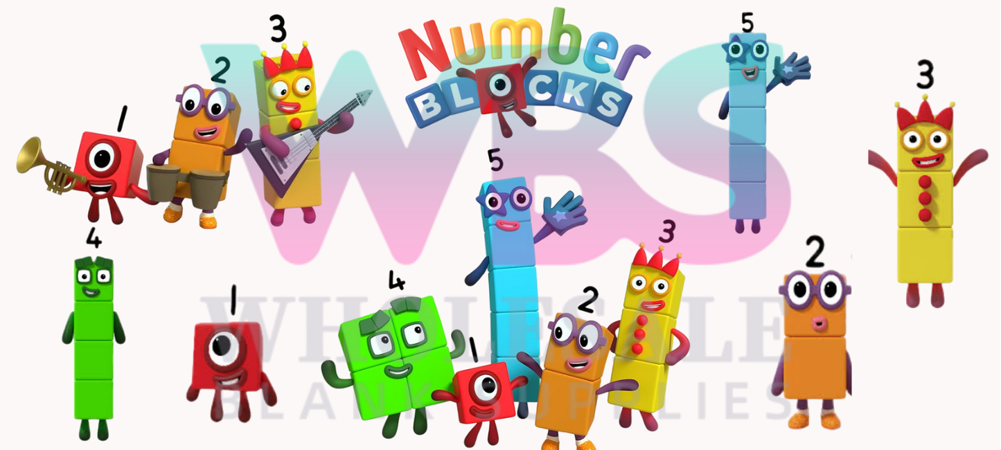 16oz UV DTF Libbey Wrap Number Blocks #A395