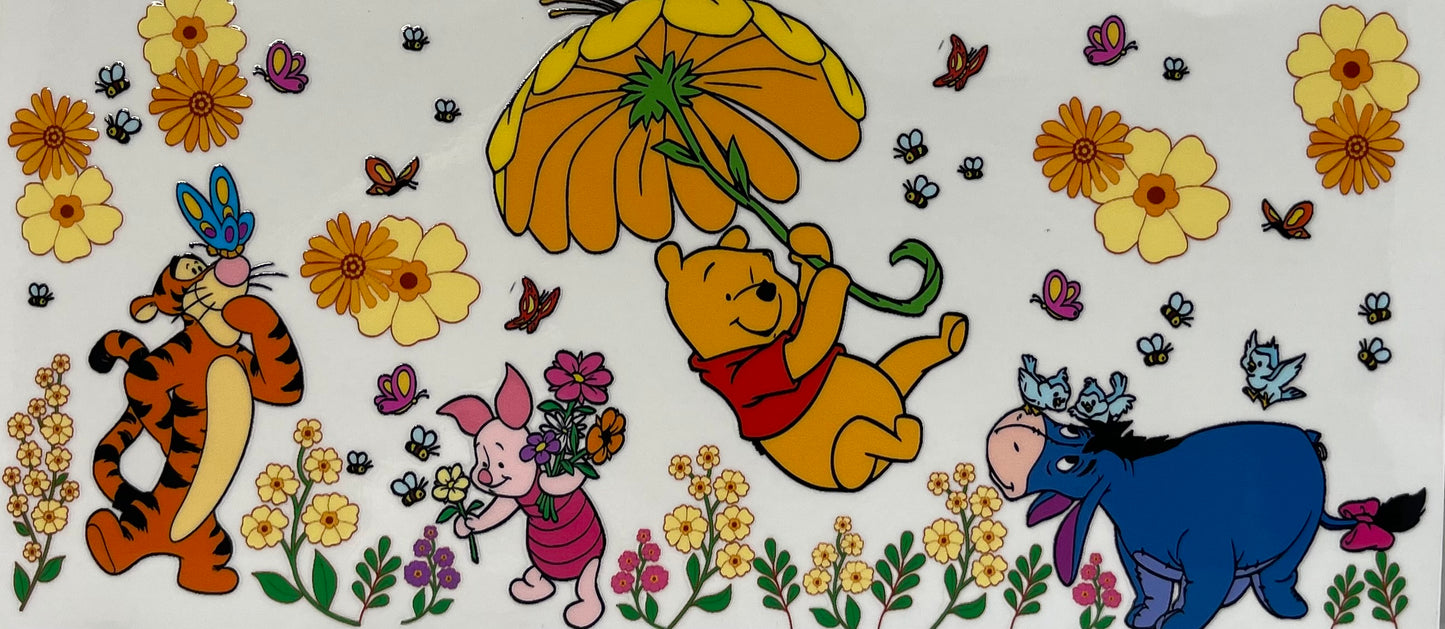 16oz UV DTF Libbey Wrap Winnie the Pooh sunflower umbrella #A116